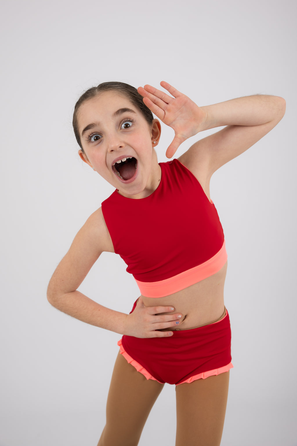 Conjunto Rosa/Vermelho (Top + Culote)