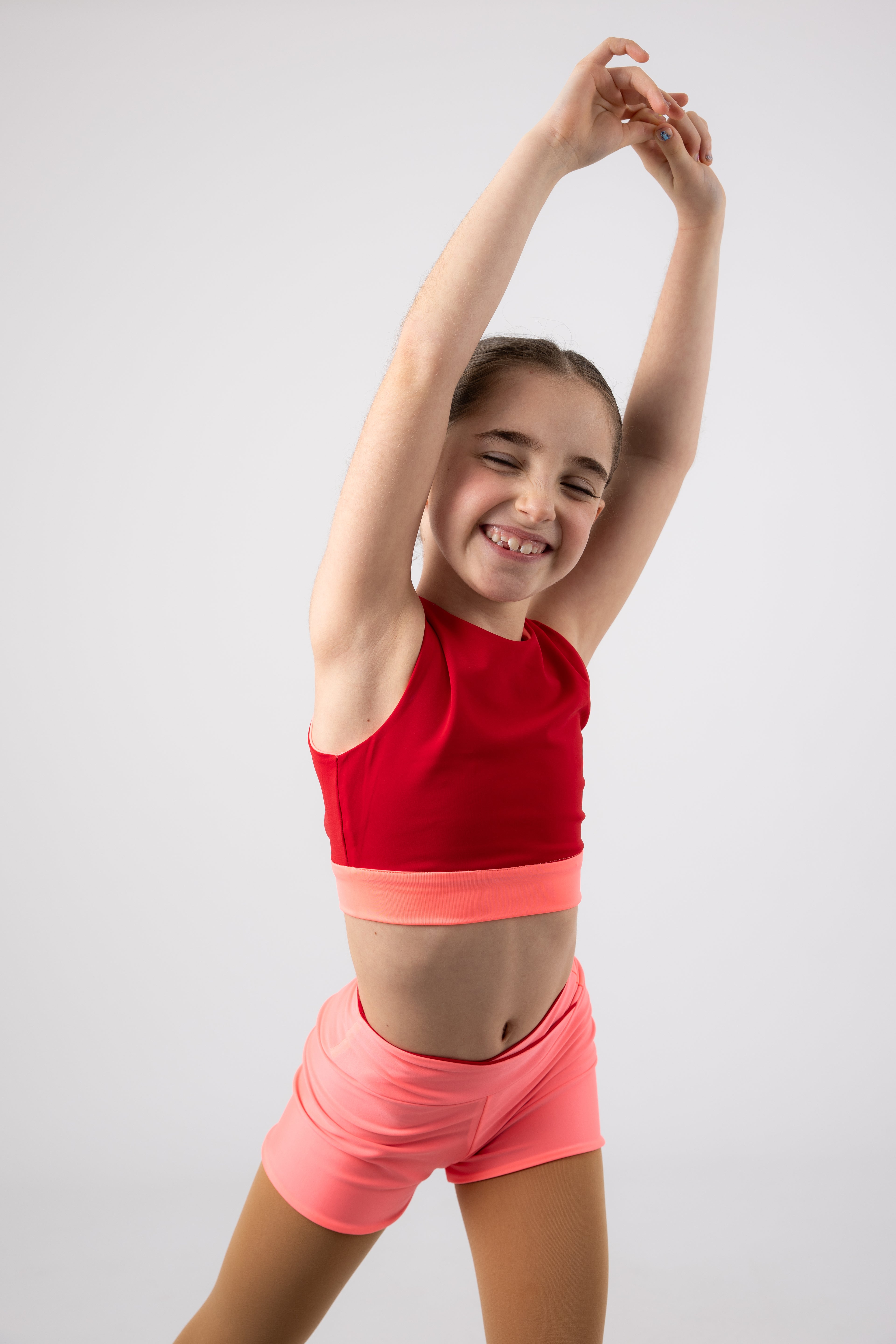 Conjunto Rosa/Vermelho (Top + Calções)