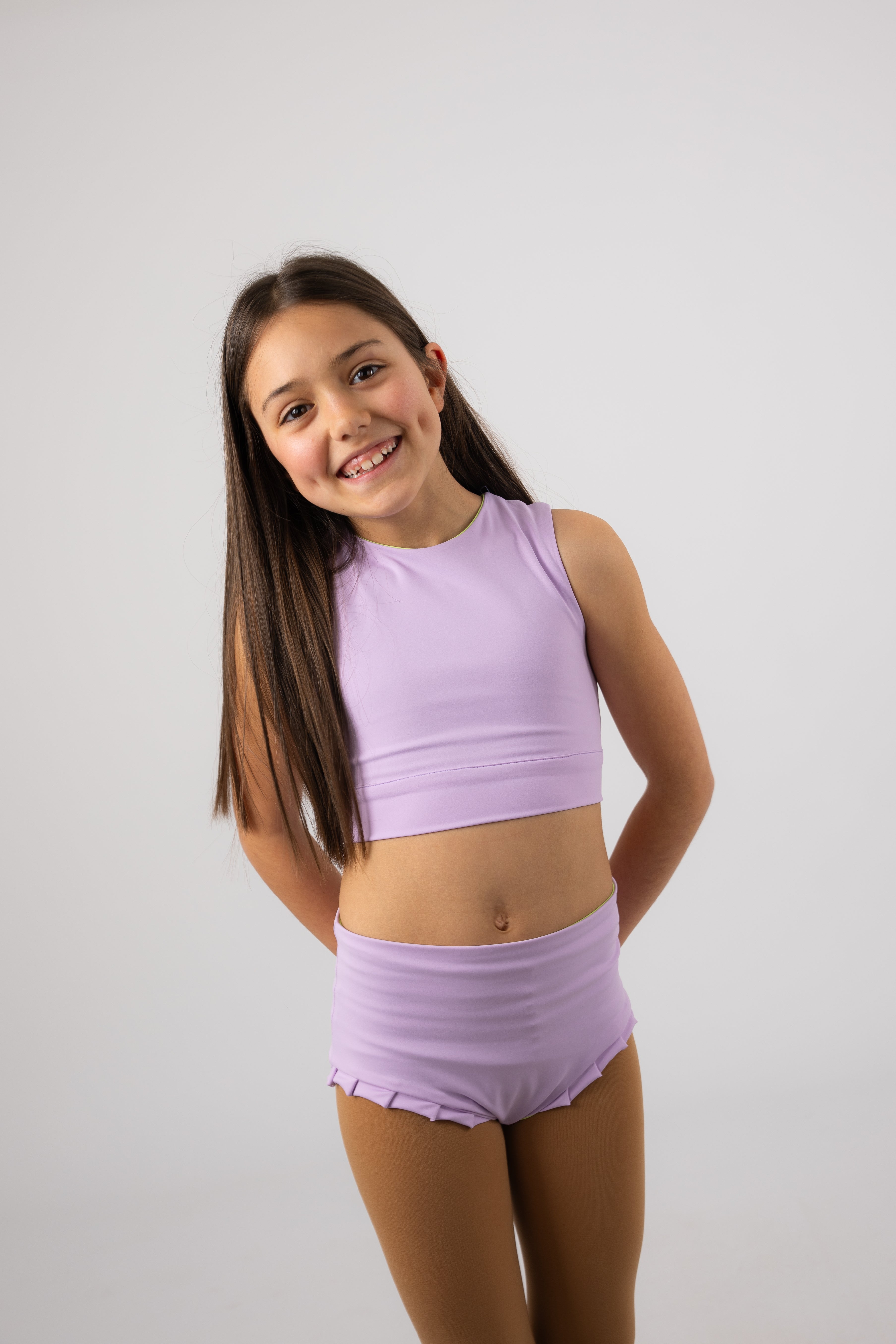 Top Reversível Lilás/Verde Lima
