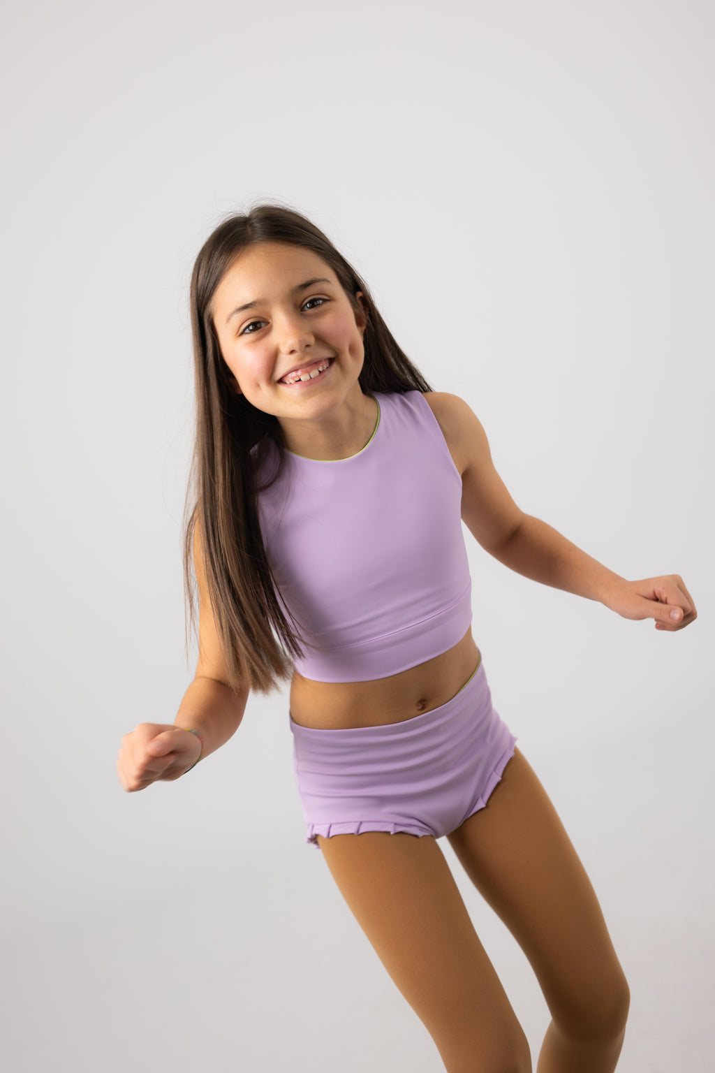 Conjunto Lilás/Verde Lima (Top + Culote)