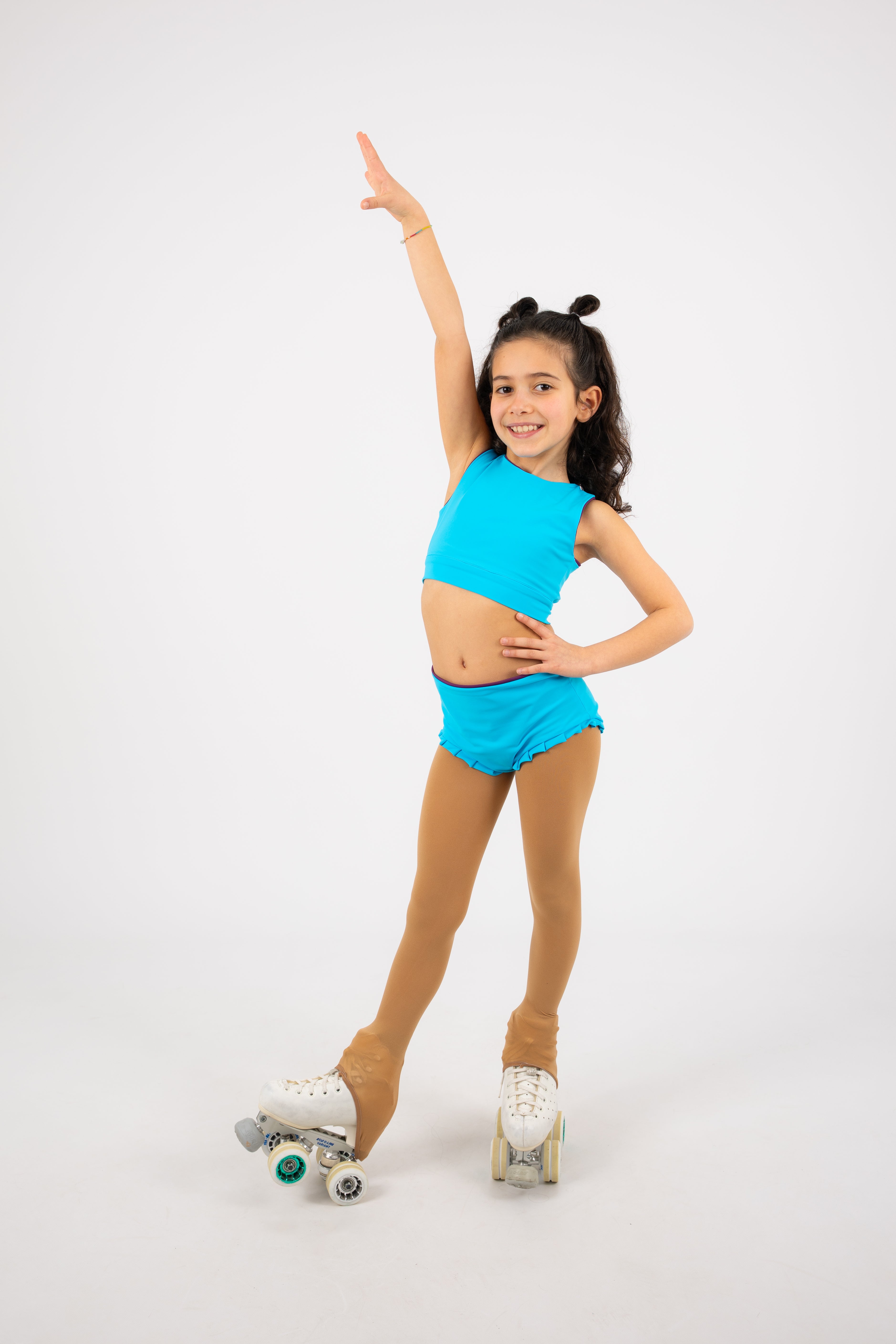 Conjunto Azul/Beringela (Top + Culote)