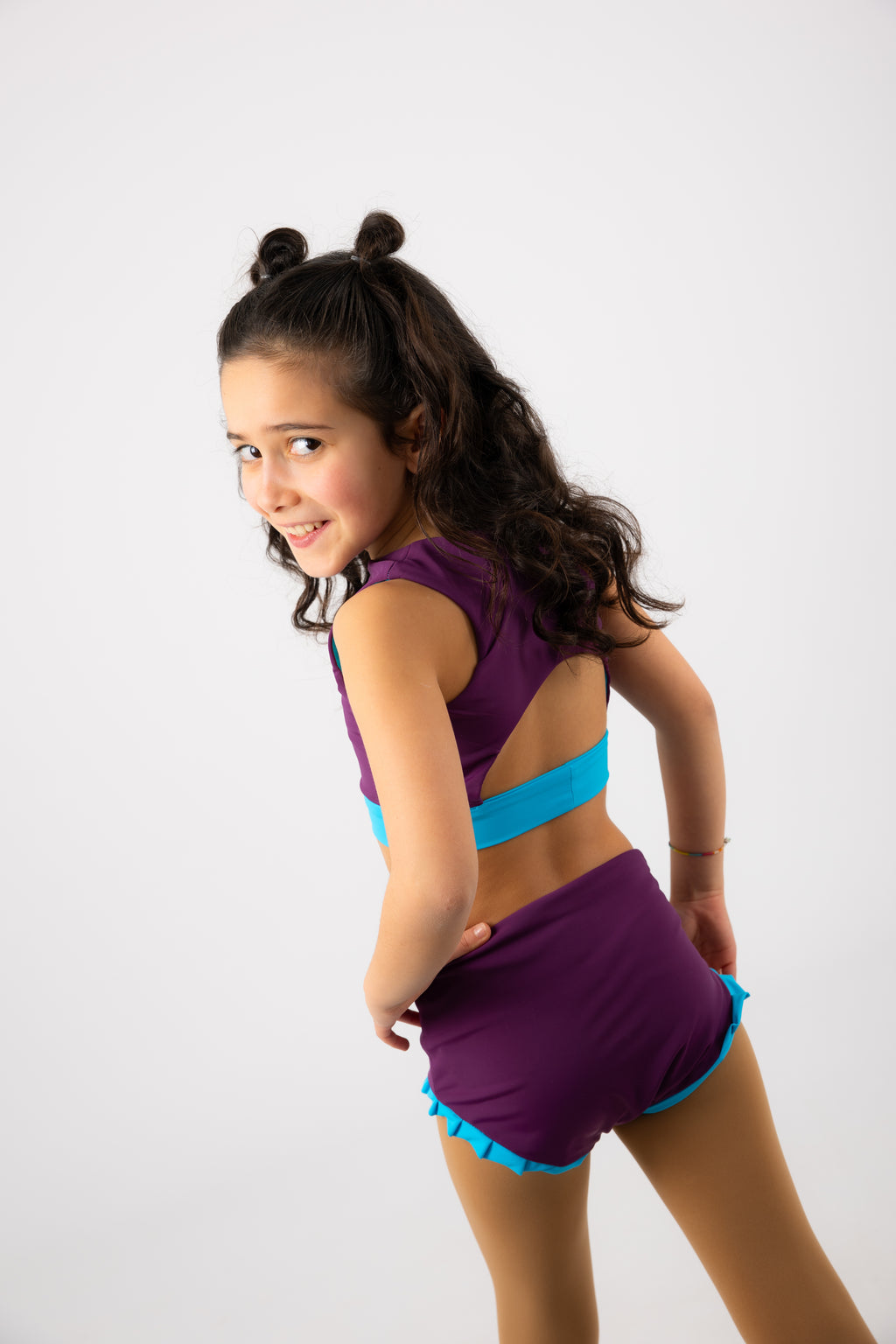 Conjunto Azul/Beringela (Top + Culote)