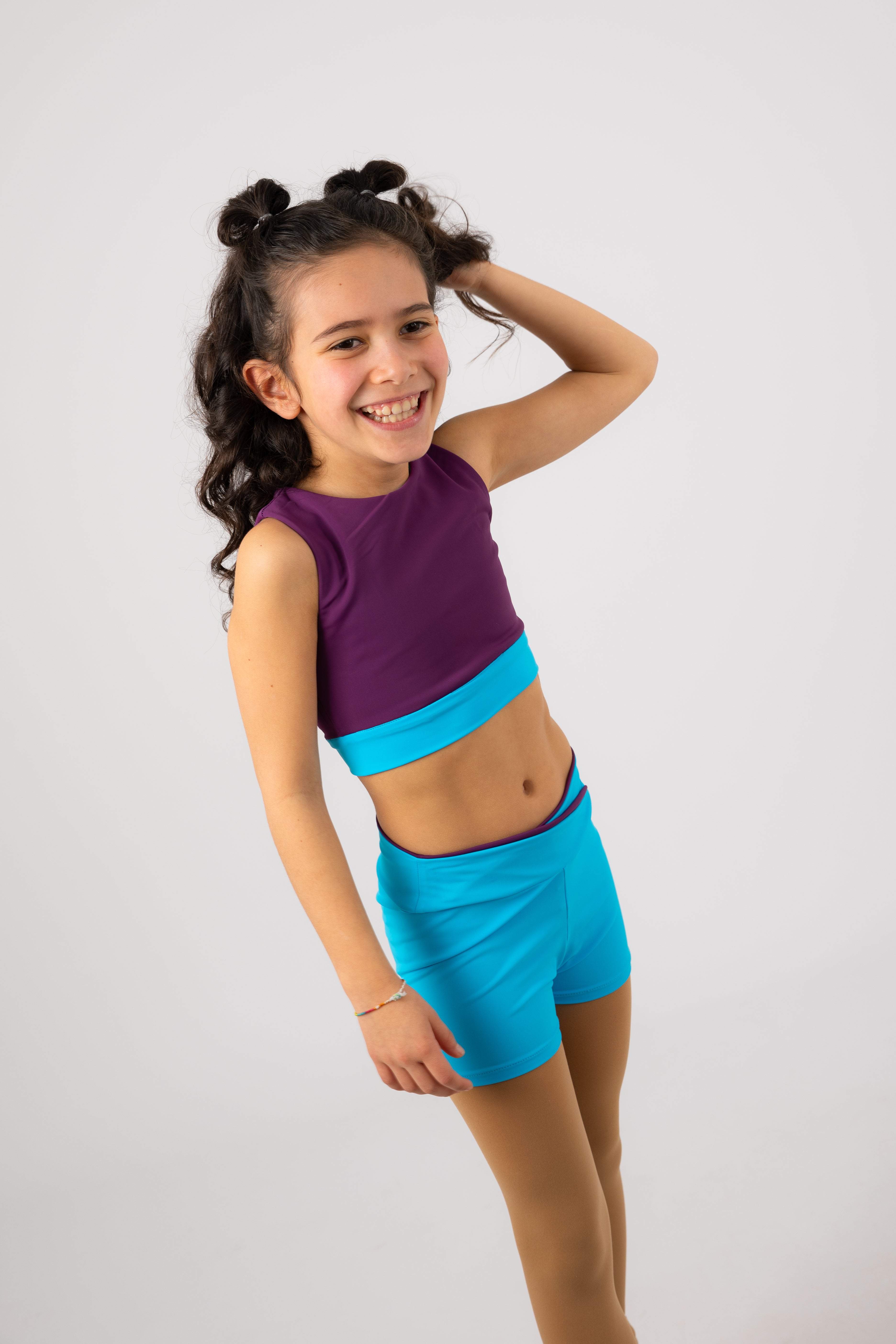 Conjunto Azul/Beringela (Top + Calções)