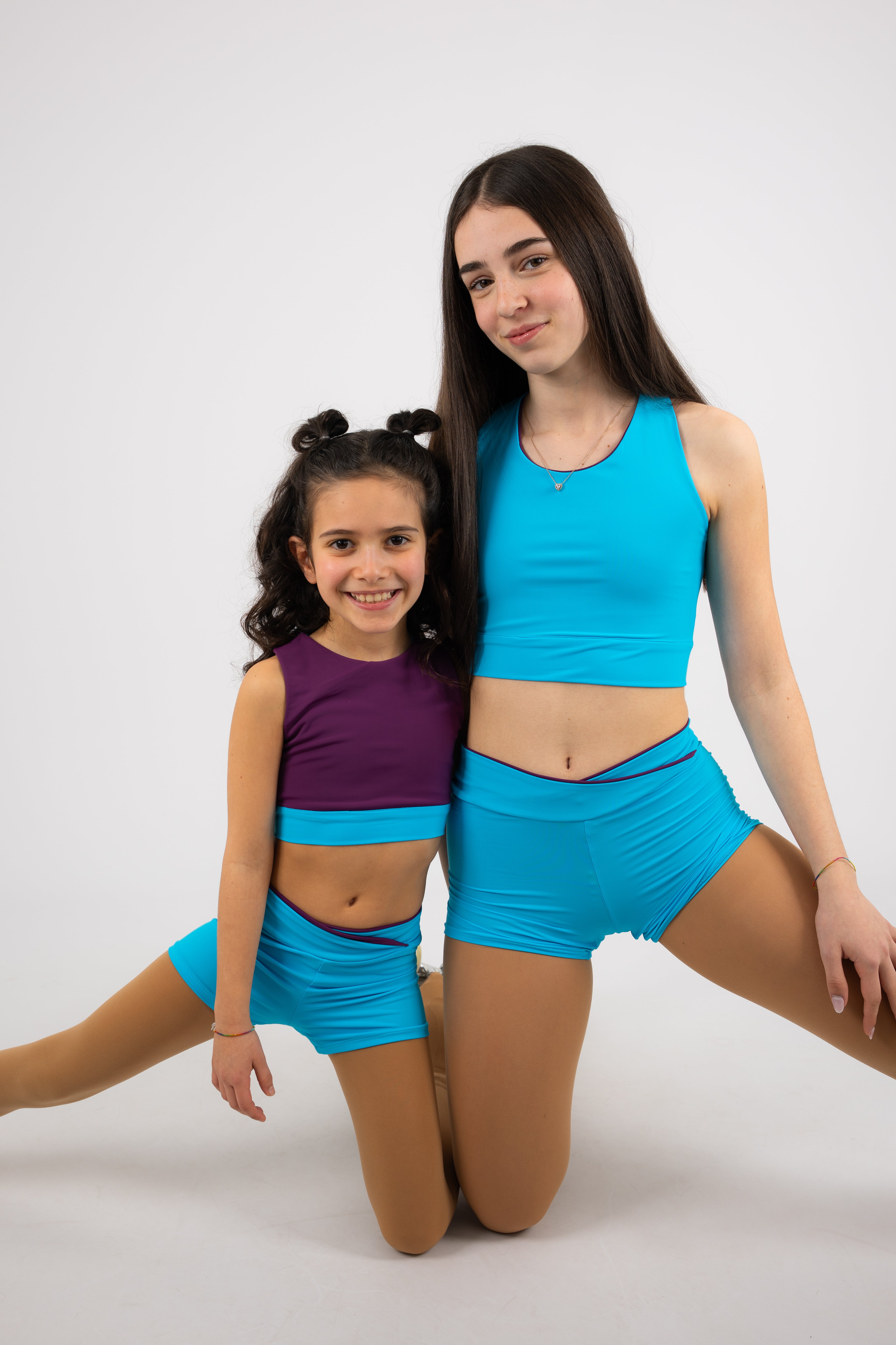 Conjunto Azul/Beringela (Top + Calções)