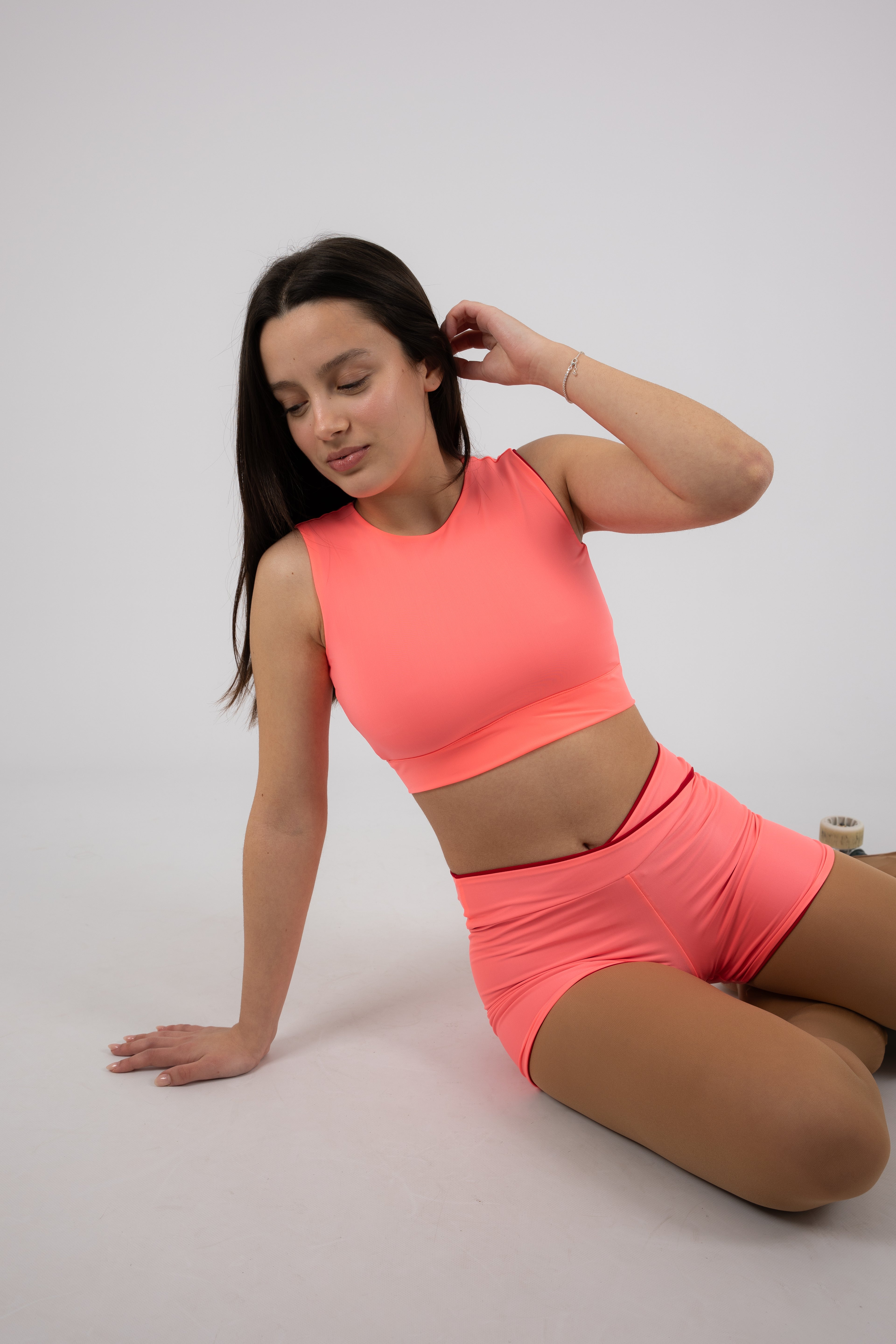 Conjunto Rosa/Vermelho (Top + Calções)